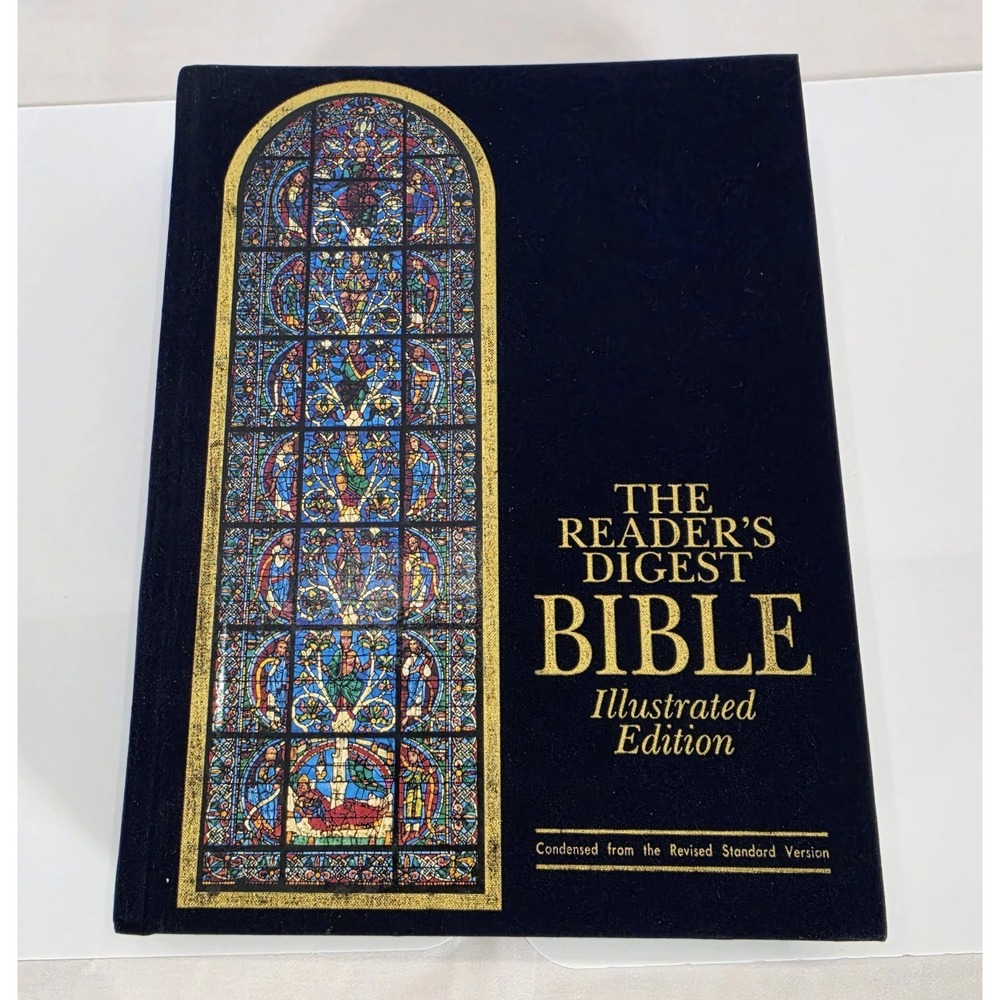THE READER'S DIGEST BIBLE Illustrated Edition Hardcover‎ Large 1990 Blue Velvet